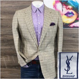 Vintage YSL Mens Blazer Sport Coat Sport Jacket Silk 42R Casual Formal Suits